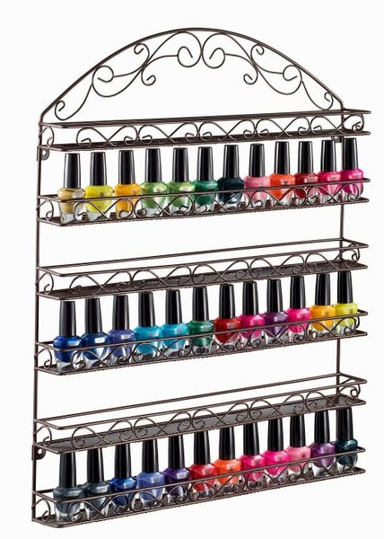 NAIL POLISH WALL RACK METAL 6 TIERS HOLDS 72 BOTTLES