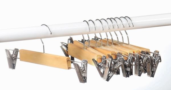 Home-it (10 PACK) skirt hangers with clips wood hangers clothes hangers