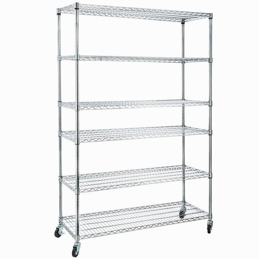 Home-it 6 Shelf Commercial Adjustable Steel shelving systems On wheels wire shelves, shelving unit or garage shelving, storage racks
