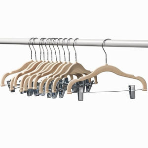 Home-it 12 PACK baby hangers with clips IVORY baby Clothes Hangers Velvet Hangers use for skirt hangers Clothes Hanger pants hangers Ultra Thin No Slip kids hangers