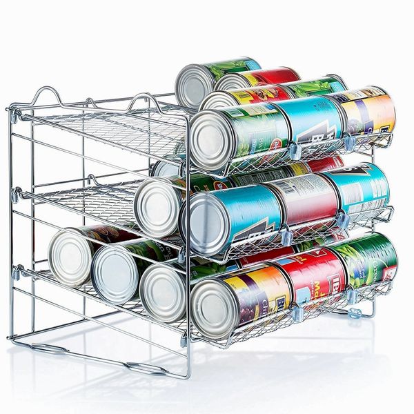 Sagler Chrome Stackable Can Organizer, Can Rack Holds up to 36