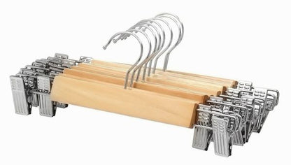 Home-it (10 PACK) skirt hangers with clips wood hangers clothes hangers