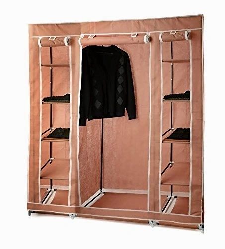 HOME-IT PORTABLE CLOSET ORGANIZER STORAGE WARDROBE HOME SHELF HANGER RACK- BROWN