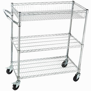 HOME-IT ROLLING UTILITY CART ON WHEELS HEAVY-DUTY COMMERCIAL-GRADE OR KITCHEN UTILITY CART AND TOOL CART (NSF)
