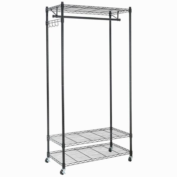 HOME-IT GARMENT RACK HEAVY DUTY SHELVING WIRE SHELVING (BLACK