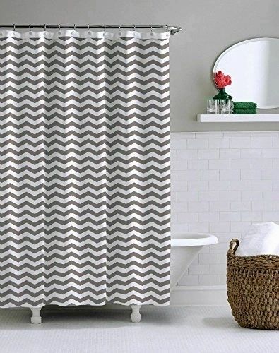 HOME-IT SHOWER CURTAINS, 72 BY 72-INCH, SHOWER CURTAIN LINER CHEVRON DESIGN SHOWER CURTAIN HOOKS INCLUDED