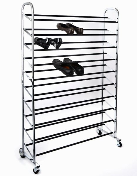 HOME IT SHOE ORGANIZER SHOE STORAGE CHROME SUPREME 50 PAIR SHOE RACK CLOSET SHOE ORGANIZER