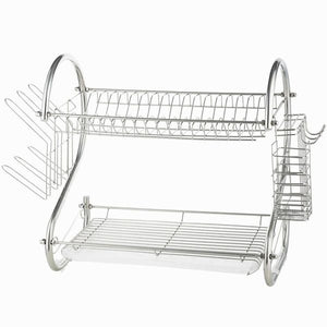 Home-it dish rack and drainboard set Chrome dish drainer 2-tier