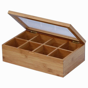 HOME-IT TEA BOX TEA STORAGE BAMBOO NATURAL, NICE TEA CHEST TEA PACKAGING GOOD FOR TEA BAG HOLDER